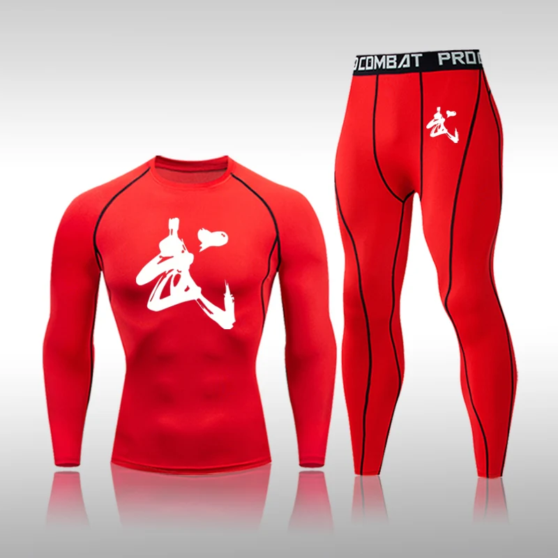 

Men's Clothes Sportswear Compression Set Male Summer Short Sleeve Tights Training Base Leggings T-shirt Ski Thermal Underwear