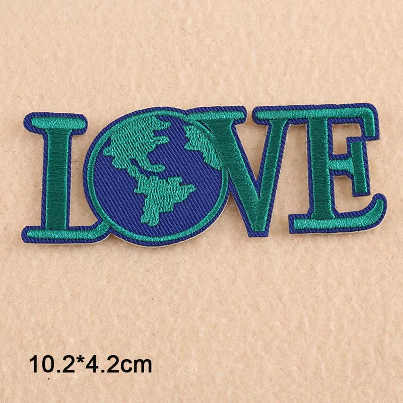 Зеленые буквы Love Earth патчи для одежды с вышивкой наклейки аксессуары