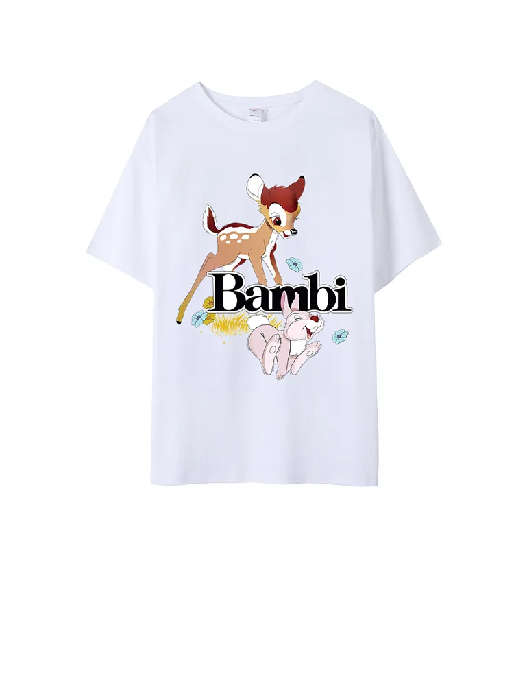 

Disney 2021 Bambi T-shirt short sleeve Harajuku loose oversize couple Joker cotton T-shirt miraculous ladybug
