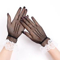 summer lace mesh short gloves full finger sun protection driving mittens hollow out delicate dressy dance party accessories