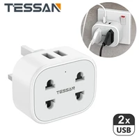 tessan uk plug usb adapter with 2 ac outlets and 2 usb ports 2 4a eu socket charger compatible 4 type of plug euusukde