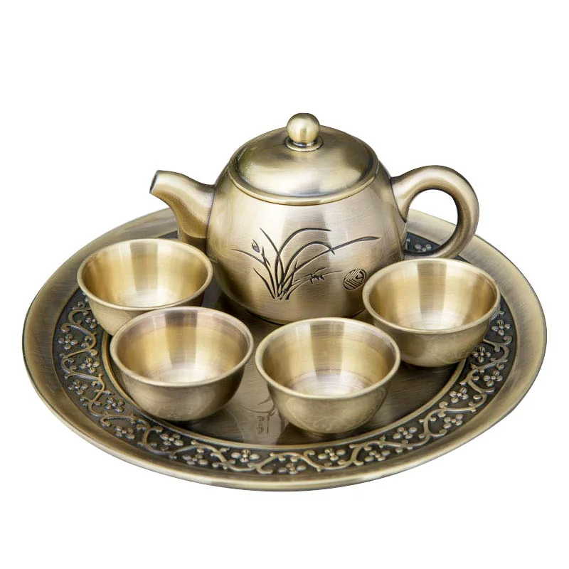 

Classic metal craft orchid tea set creative teapot gift set home teahouse Club decoration