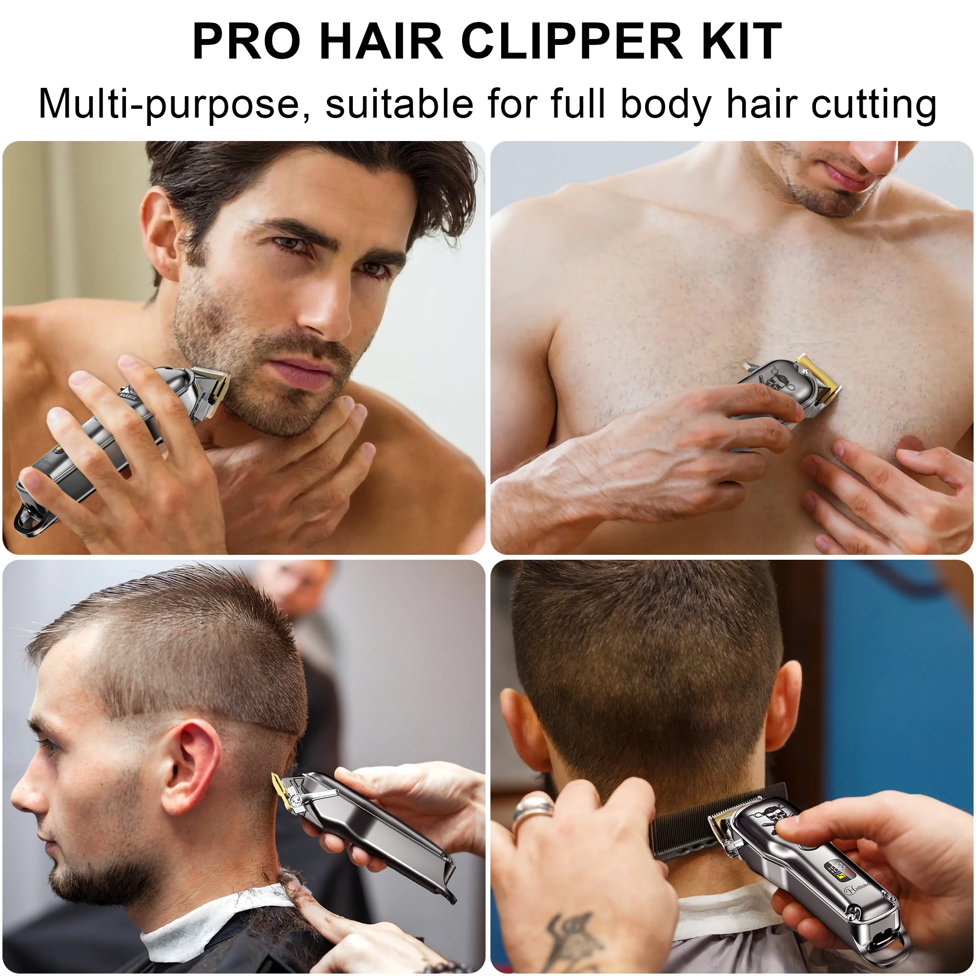 

HATTEKER Hair Clipper Mens Beard Trimmer Professional Cordless Rechargeable Hair Cutter Kit Barber Shop Strong Power