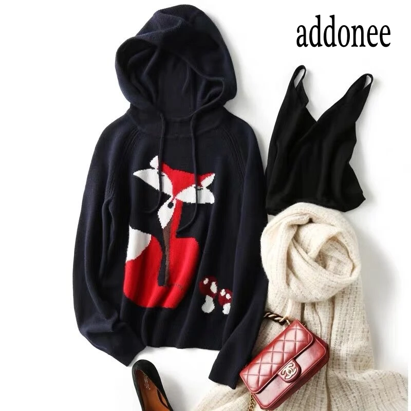 

Fox And Mushroom Pattern The Latest Fashion Cute Young Spring Autumn Winter Thick Women Female Hoodie Sweatshirt Loose Casual