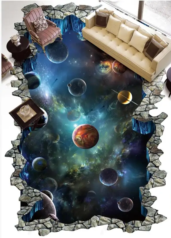 

Custom photo 3d pvc flooring self adhesive vinyl wallpaper Universe starry sky galaxy home decor living room for wallpaper 3 d