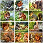 Алмазная живопись Huacan в виде белки, украшение для спальни, вышивка крестиком, настенное искусство с Естественным ландшафтом