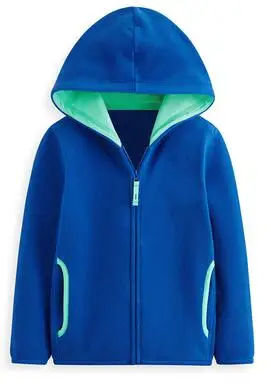 hooded blue Г. Осенняя детская одежда однотонный тонкий флисовый кардиган на молнии с длинными рукавами, куртки для мальчиков и девочек, детская верхняя одежда, пальто - Цвет: hooded blue