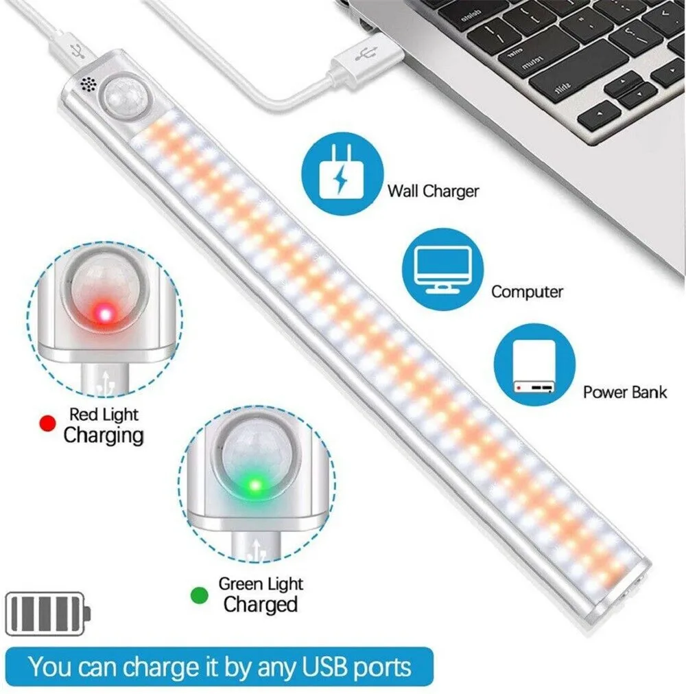 

80/120/160 LEDs PIR LED Motion Sensor Light Cupboard Wardrobe Bed Lamp LED Under Cabinet Night Light For Closet Stairs Kitchen