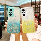 Прозрачный чехол с градиентом и блестками для Xiaomi Redmi Note 10 9 8 Pro 9 9A 8A Mi 11 Mi Poco M3 X3 F3, защитная эпоксидная акриловая крышка для объектива