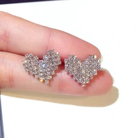 925 sterling silver stud earrings with cubic zirconia hearts korea womens fashion jewelry cute shiny beautiful small earrings