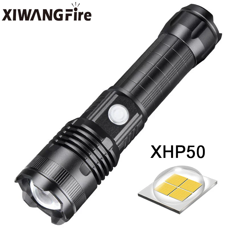 

P50 glare flashlight outdoor aluminum alloy household portable USB rechargeable lighting zoom long-range LED flashlight