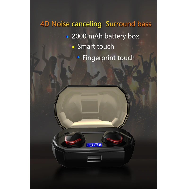 R10 Tws Bluetooth Earbuds PressControl Wireless Headset Ipx6 Waterproof Earphone with Lcd Screen 2000Mah Charging Case | Электроника