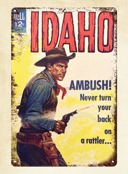 

Home Garden Decor Cowboy Hero Idaho Comic 1965 Metal Tin Sign Iron Painting Metal Wall Art Decor Living Room Vintage Room Decor