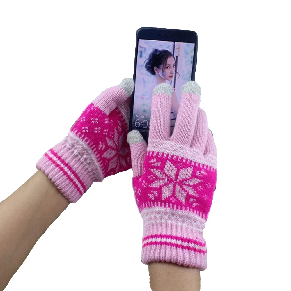 H Лидер продаж Модные Guantes для мужчин и женщин зимние теплые перчатки вязание снежинка шаблон полный палец перчатки и варежки Luvas - Цвет: Type 12