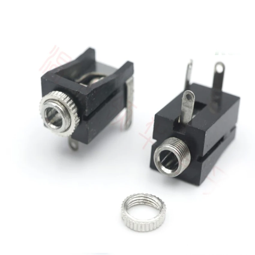 

50PCS/Lot PJ-302M 3.5mm 3.5 Audio Female Socket Jack Connector With Nuts 3Pin Mono-Track For Headphone