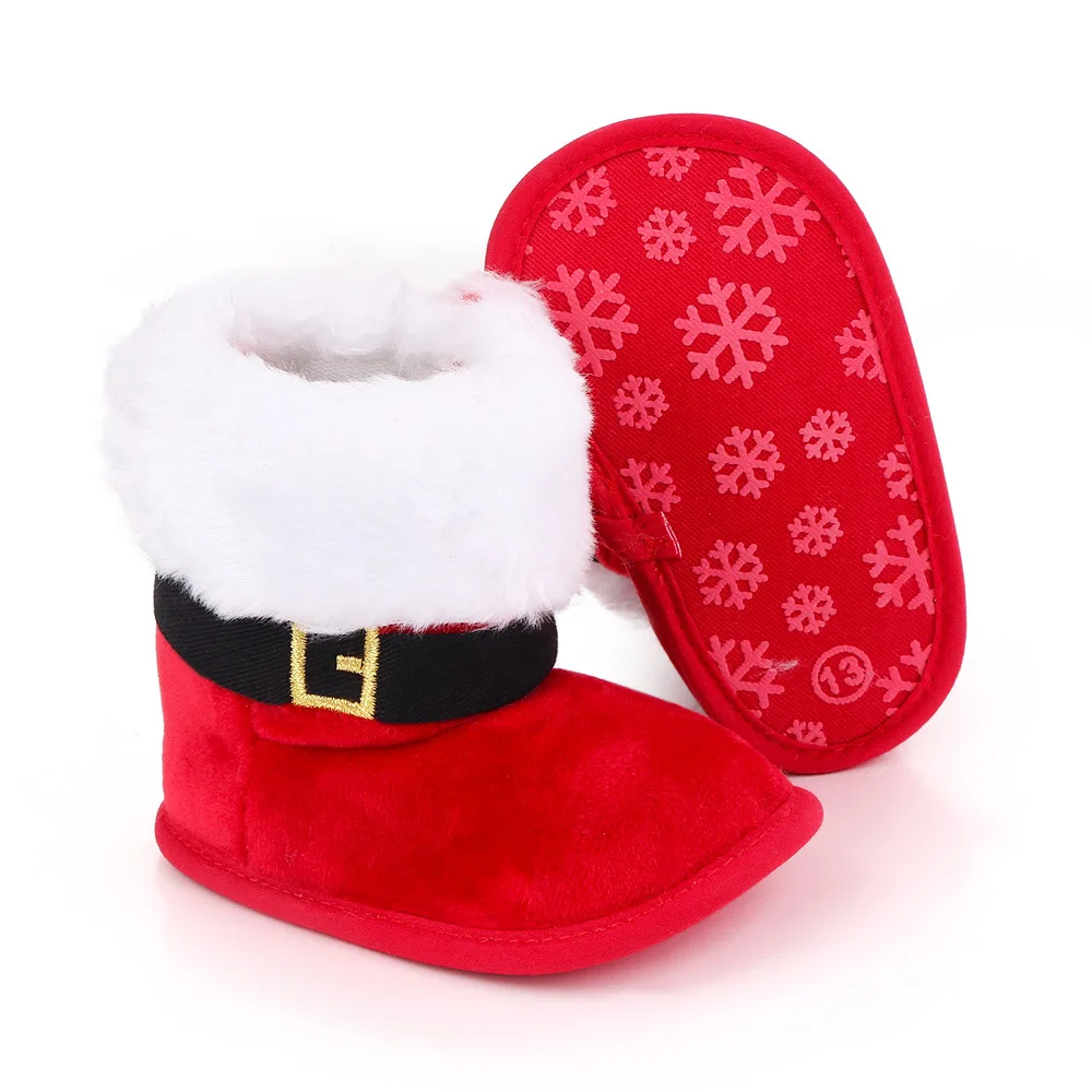 

Autumn Winter Christmas Baby's Shoes Soft Bottom Non-Slip Toddler First Walkers Baby Red Boots