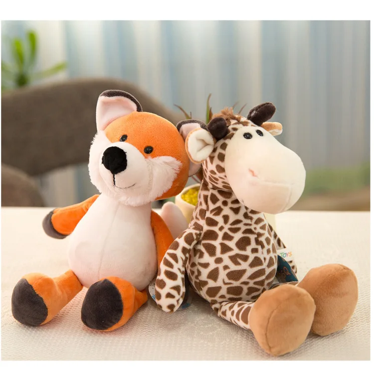 

25cm Cute Stuffed Animals Plush Toy Raccoon Elephant Giraffe Fox Lion Tiger Monkey Dog Plush Animal Toy For Children Soft Toys