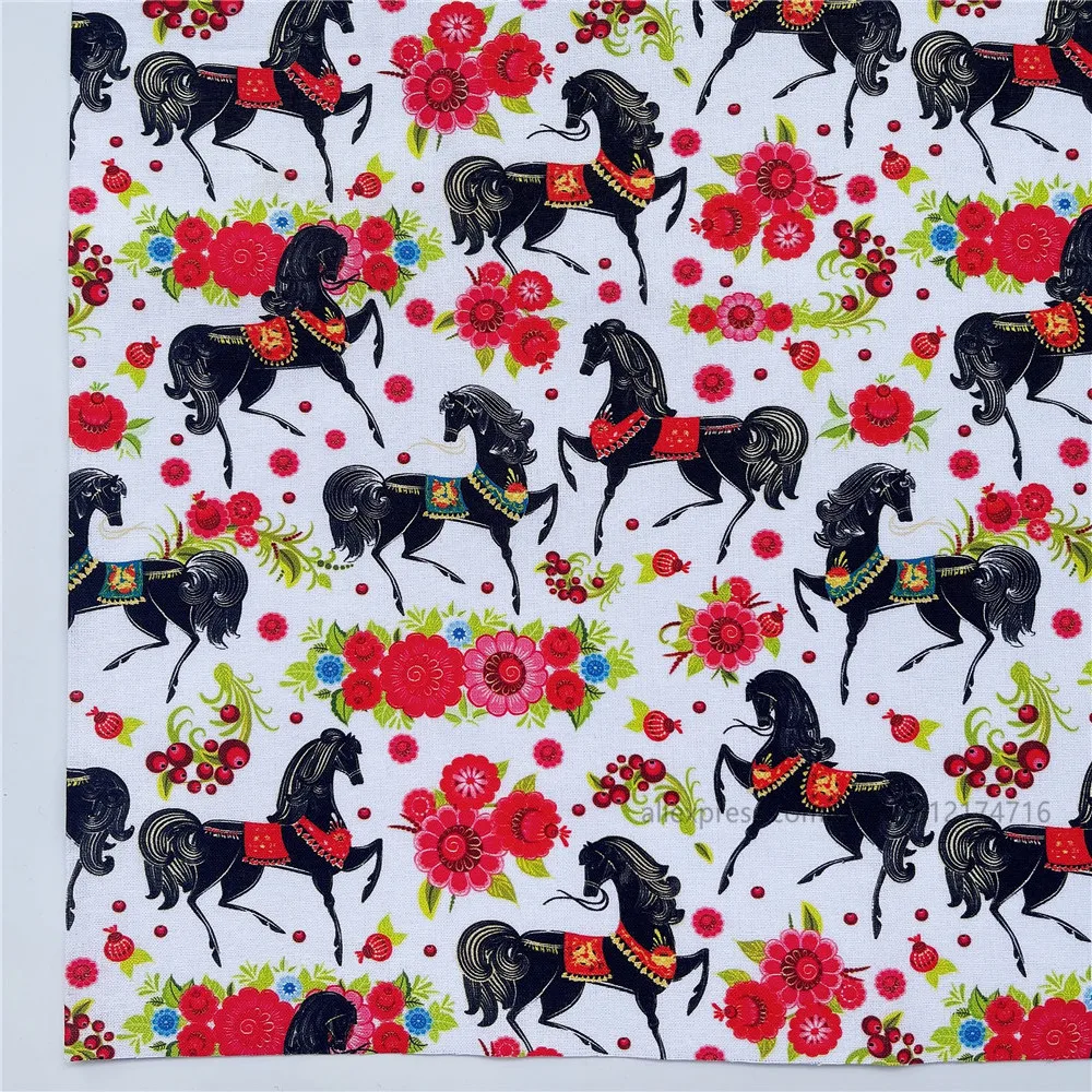 Wide110 см мультяшное животное жираф Зебра лошадь печатная хлопчатобумажная ткань