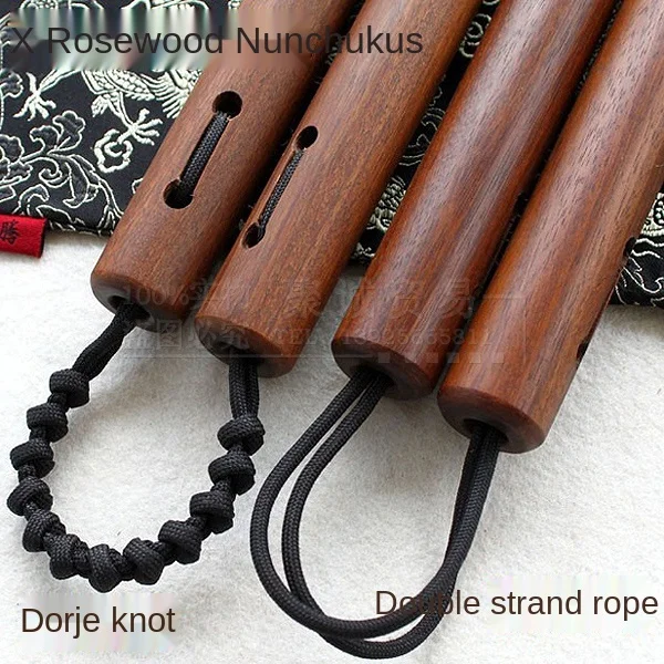 

Rosewood Nunchaku Rope Solid Wood Two Sticks Stainless Steel Bracelet Two Sticks Actual Combat Ebony Can Sink Water