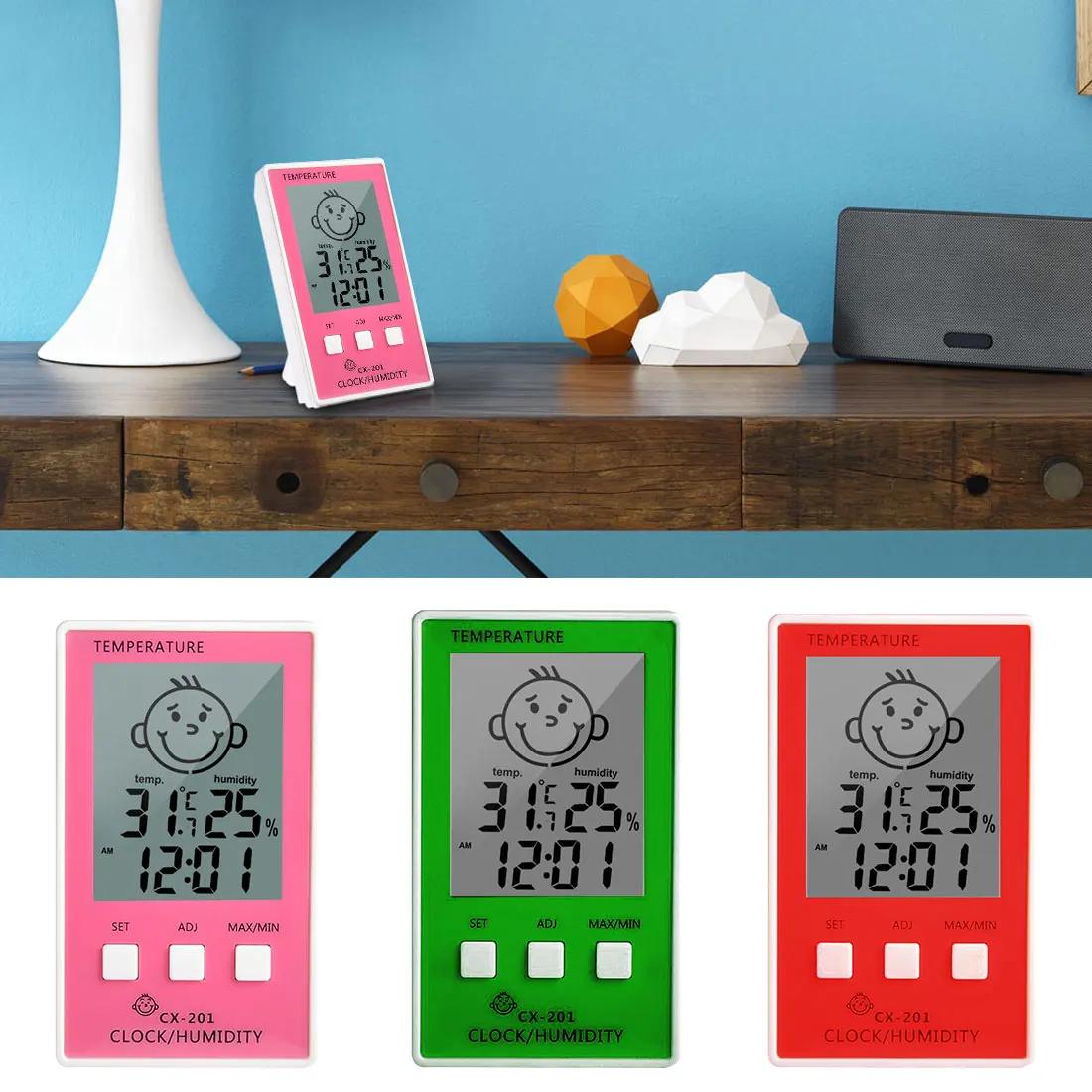 ЖК цифровой термометр гигрометр настольные часы измерение температуры и