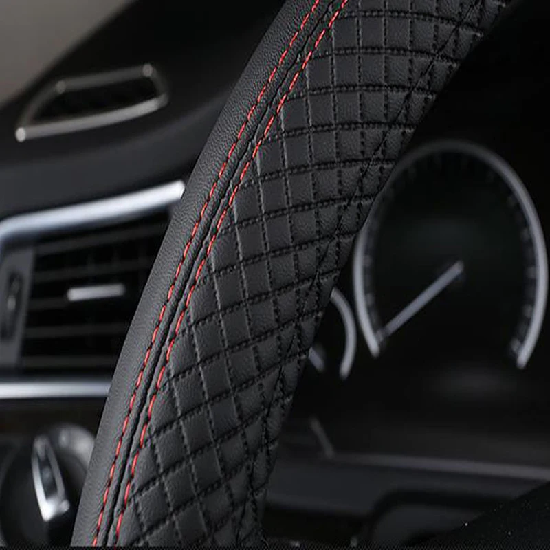 HITWH Leather Universal Car Steering Wheel Cover 37CM 38CM Car Styling Sport Auto Steering Wheel Covers Anti Slip