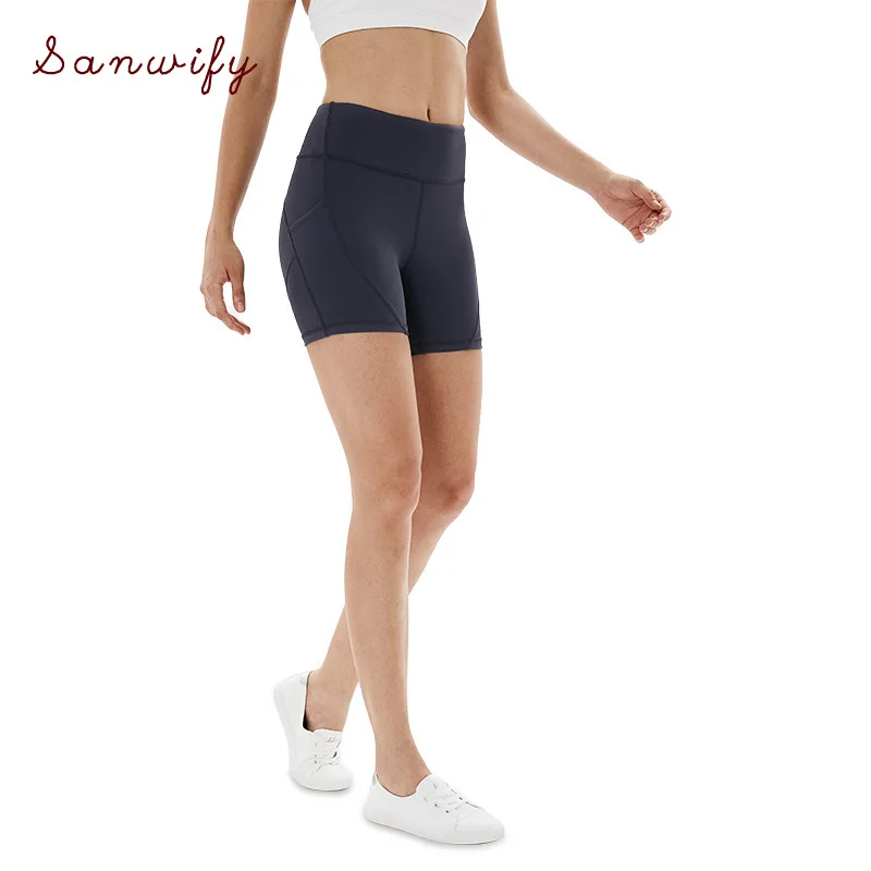 

Women's Yoga Shorts Tight High Belt Pocket Anti-light Running Sports Training Shorts