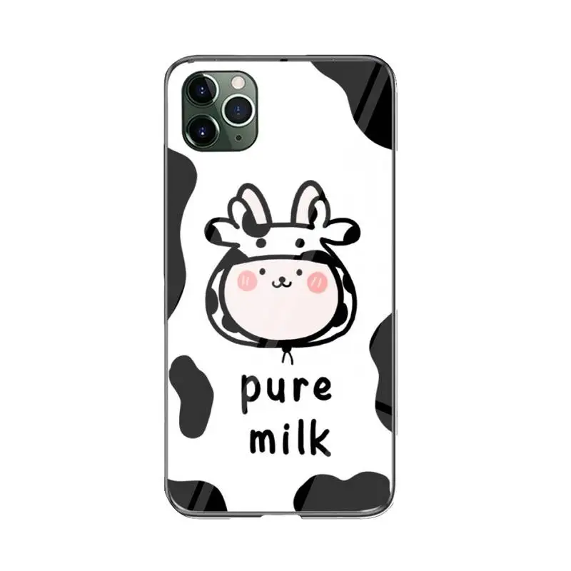 

FHNBLJ milk cow Phone Case For iPhone 12 mini 12 PRO Max 11 pro XS MAX 8 7 6 6S Plus X XR cover