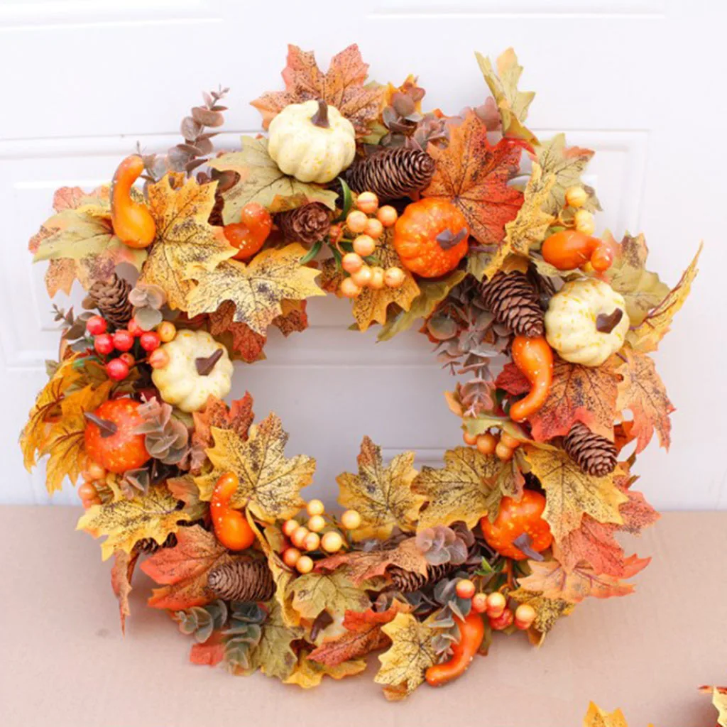 

Artificial Maple Leaf Wreath Autumn Wall Door Hanging Wreath Party Home Decor