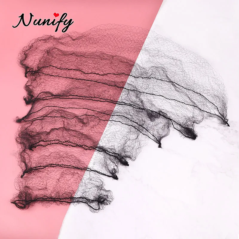 Nunify Wholesale Hairnets Nylons For Hair Styling Invisible Disposible Wig Cap Net Black 20Pcs/Lot Short Long Wig Net