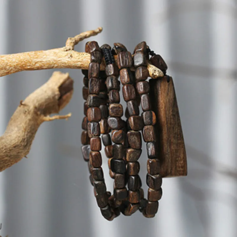 

Agarwood with Shape Bracelet Submerged Type Wooden Antique Necklace Buddhist Zen Men's and Women's Necklaces Resin Charm