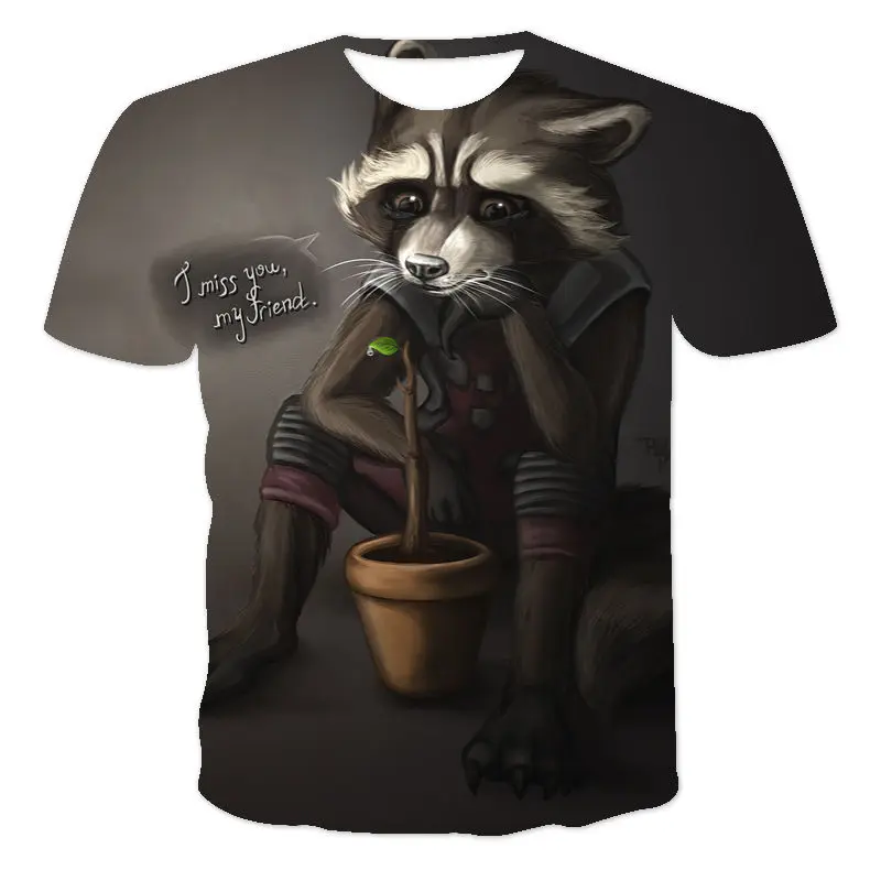 

Summer New Men And Women 3D Printing Superhero Groot Movie Guardians Of The Galaxy Pattern Oversized T-Shirt Casual T-Shirt Male