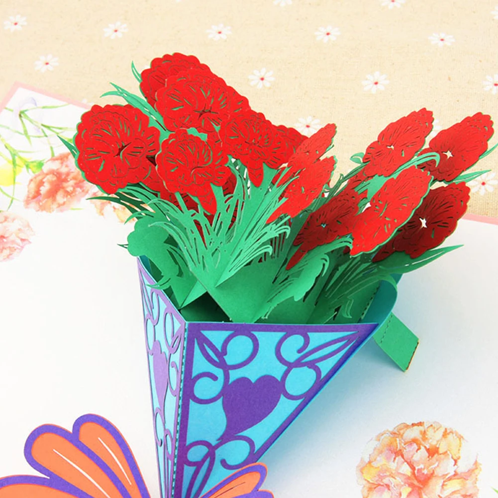 

Pop-Up Flower Card For Birthday Mothers Father Day Graduation Flora 3D Greeting Card Wedding Invitations Anniversary Mothers Day
