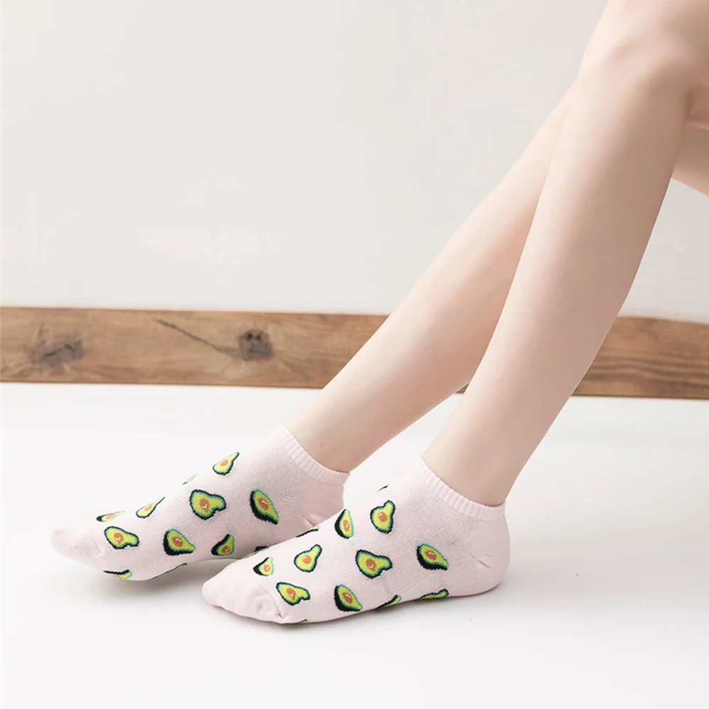 

Trendy Personality Female Art Socks Fruit Peach Strawberry Cotton Student Cartoon Print Fruit Harajuku Funny Short Socks