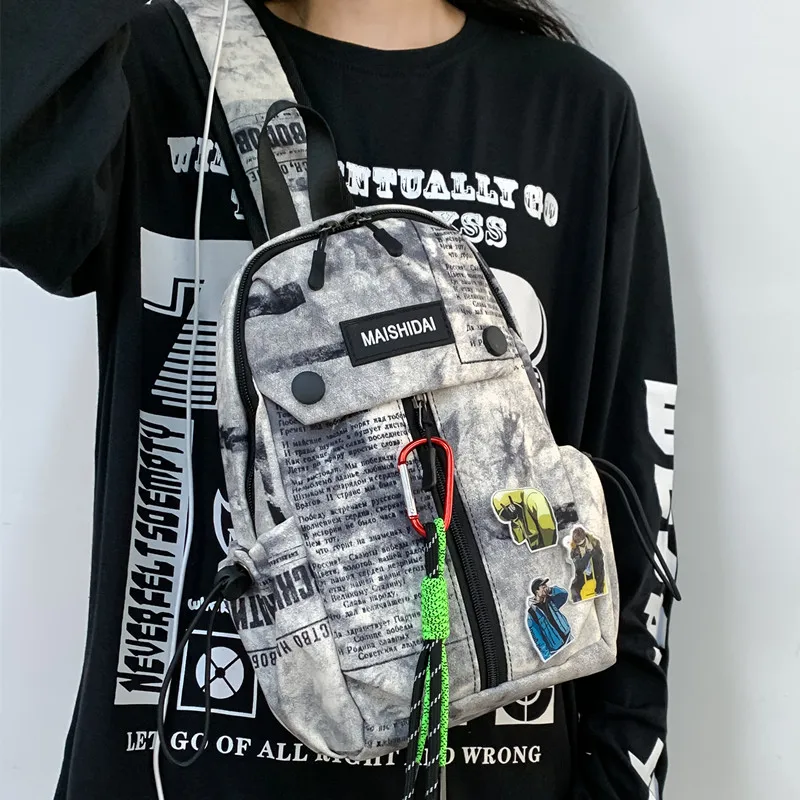 

Korea Ins Japanese Harajuku Tooling Chest Bag Couple Dark Student Messenger Bag Chic Street Beat Pocket