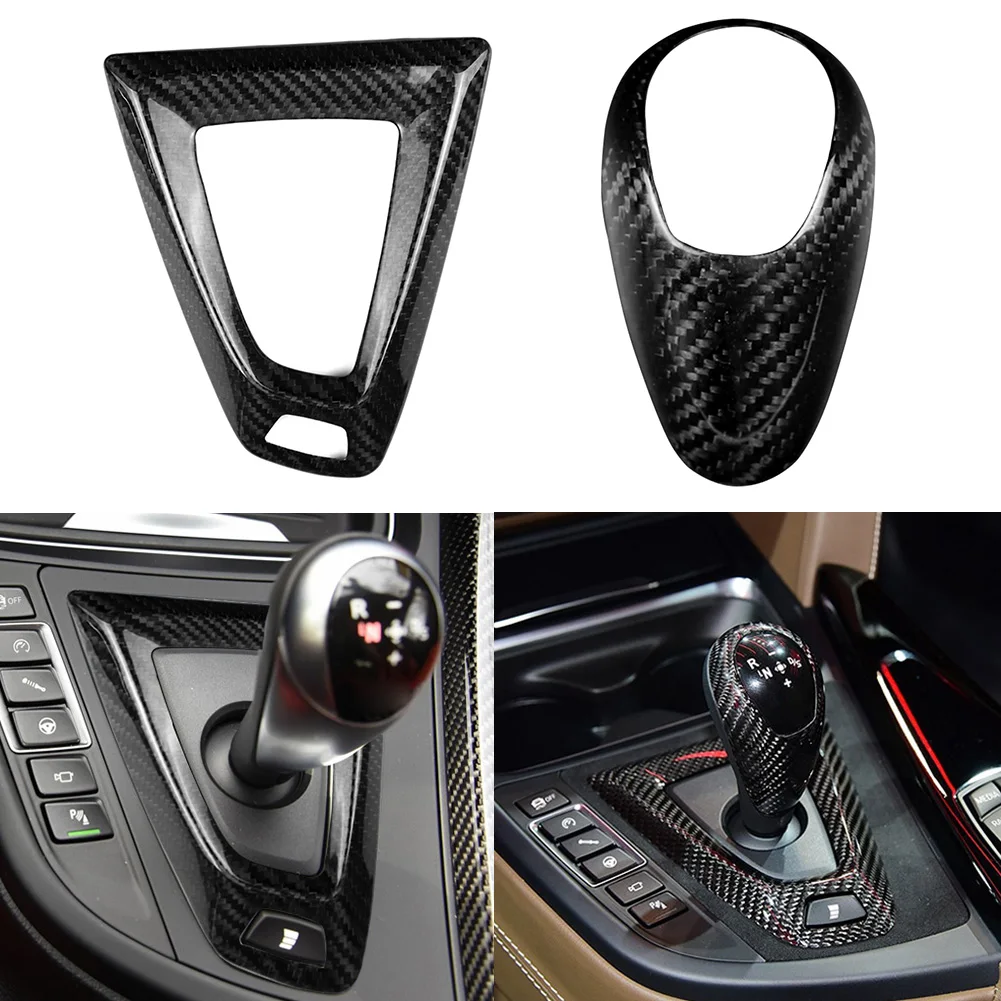 

2 шт. LHD Автомобильная отделка наклейки из углеродного волокна рукоятка рычага переключения передач Базовый автомобильный Стайлинг для BMW с...