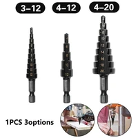 1pc step drill bit 3 12mm 4 12mm 4 20mm straight groove titanium coated wood metal hole saw cutter core drilling tools set