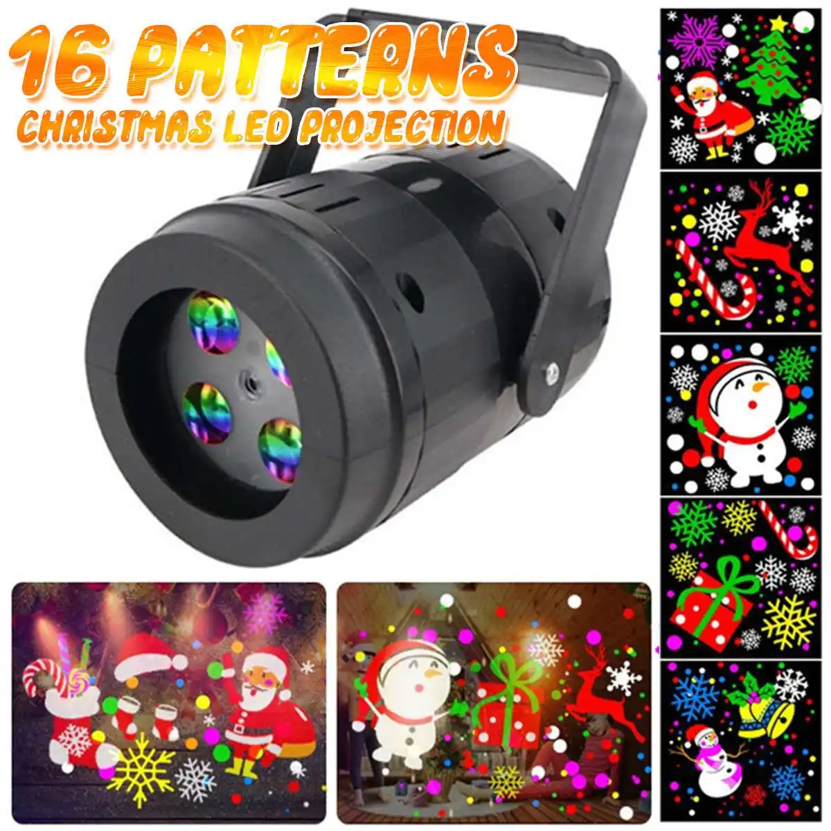 

16 узоров, новогоднее и Рождественское украшение, светодиодный лазерный проектор, снежинка, лось, проекционная лампа, сценический внутренни...