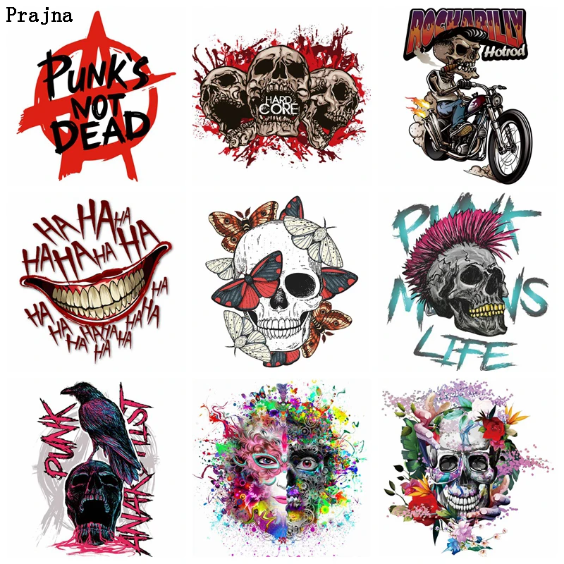 Праджня черепа панк теплопроводная поливинилхлоридная патчи для переноса