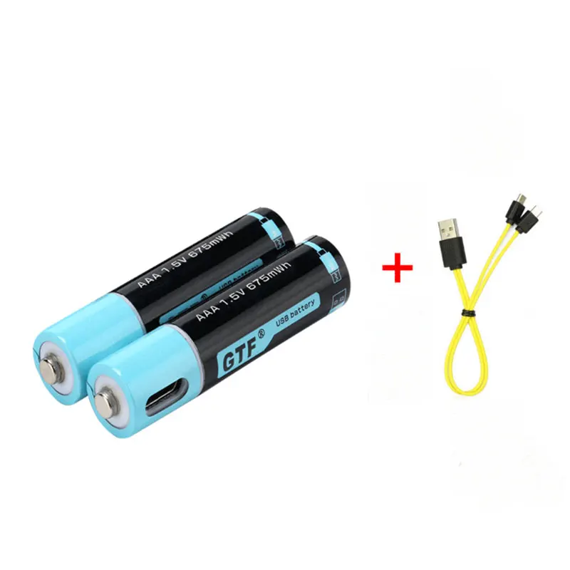Оригинальная перезаряжаемая литий полимерная батарея AAA 1 5 В 450 мА · ч USB быстрая зарядка 3 А с кабелем Micro