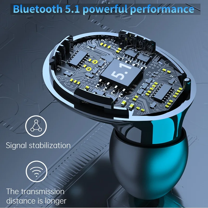 

New Bluetooth V5.1 TWS Earphone Wireless In-ear Touch Earbuds Headset LED Display 2000mAh Charge Case For Android Ios Smartphone