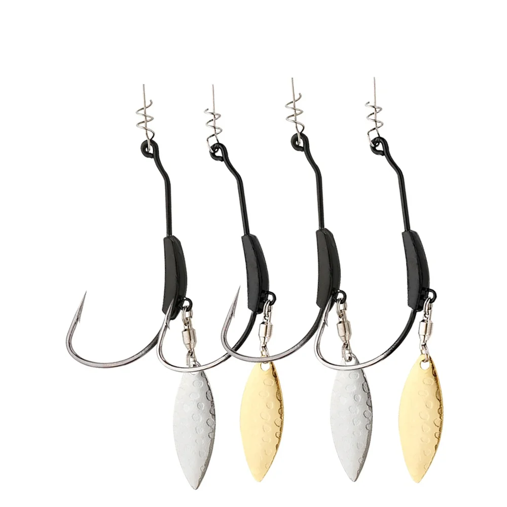 

4pcs 2g 3g 4g 5g 7g 9g Crank Hook Metal Spoon Sequins Add Weight Lures With Twist Lock Barbed Hook Offset Hooks