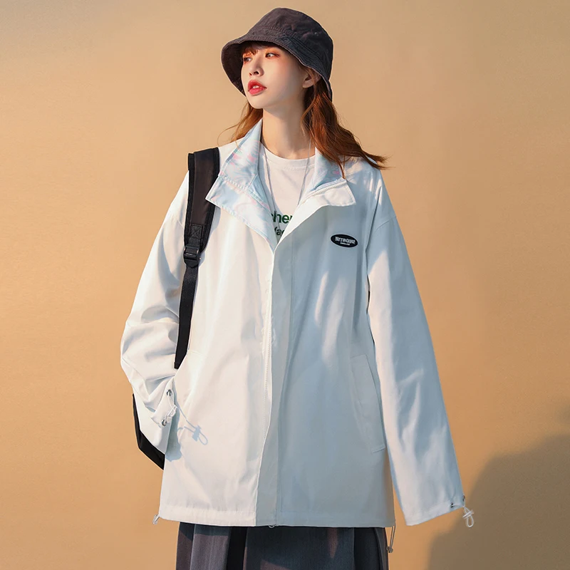 

Jacket Women Spring Autumn Bomber Jacket Casual Loose Baseball Jacket Solid Street Double-Sided Wear Women's Coat 2021 Korean