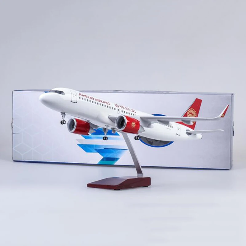 1/80 масштаб 47 см самолет Airbus A320 NEO JUNYAO авиакомпания модель светодиодный светильник и шасси колеса литой смолы коллекция выставки