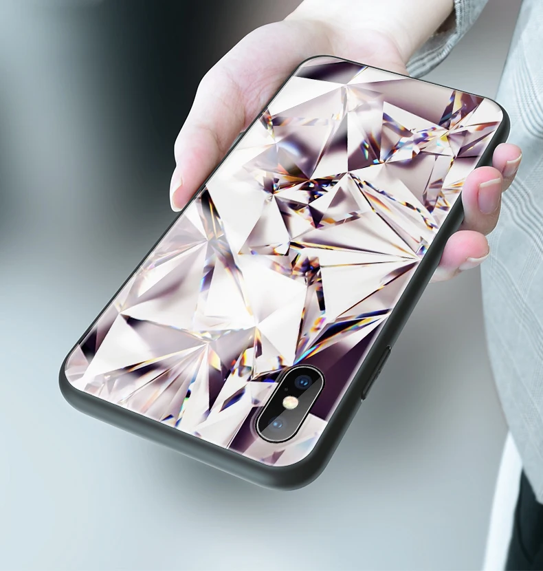 Glass Glitter Diamond Case For iphone 6 7 8 6s Plus 7plus Cover 5 5s se s X XR Xs max |