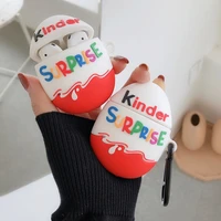 hot chocolate kinder fun eggs wireless bluetooth earphone case for airpods 2 1 surprise box 3d soft silicone headset coque cover