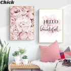 Постер с розовыми пионами и цветами в скандинавском стиле, модные цитаты, Настенная картина, холст, фотография, украшение для комнаты, дома