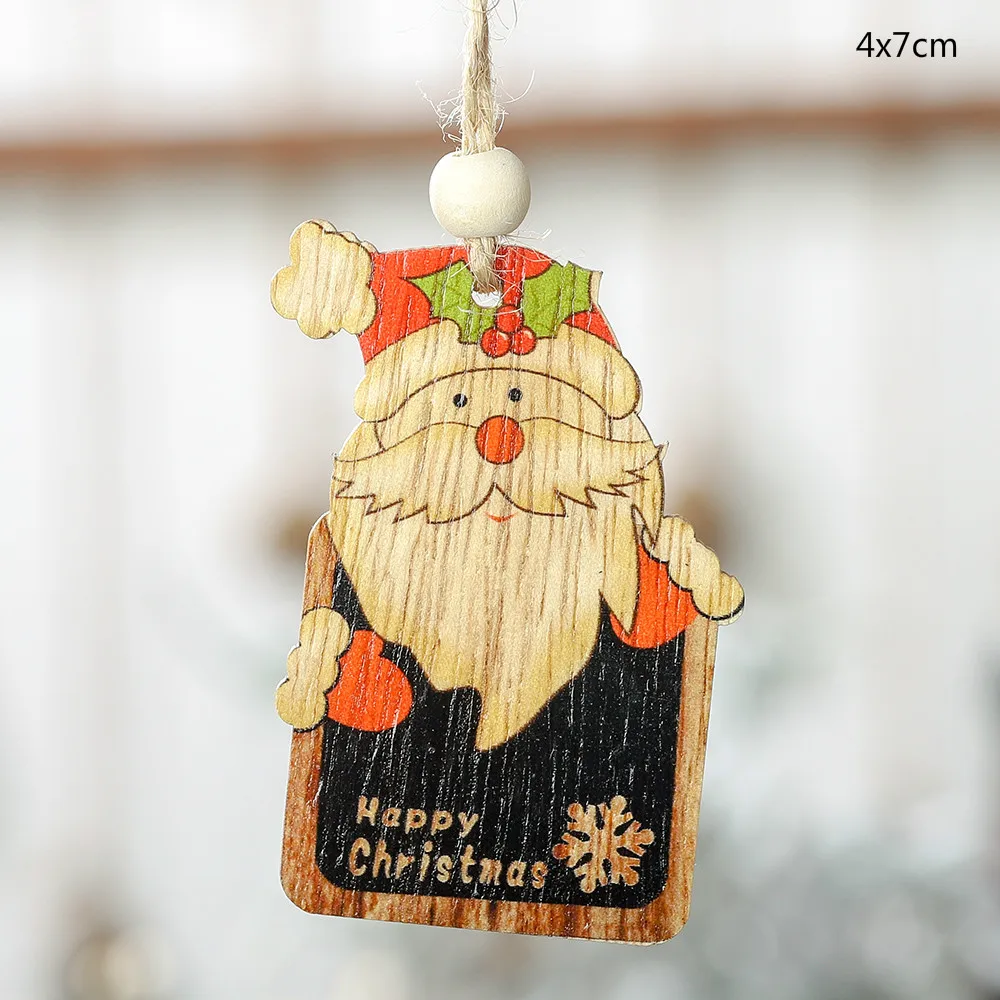 Merry Christmas Elk Деревянные Подвески, украшения орнамент с рождественской елкой DIY деревянные поделки детский подарок украшения для дома Рождественская вечеринка - Цвет: santa with board