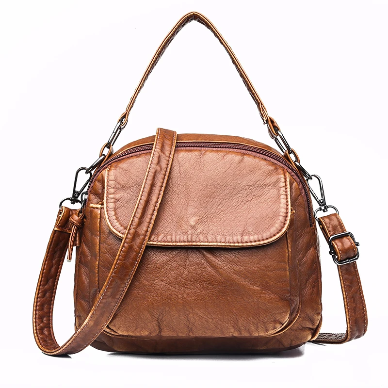 Женская винтажная сумка через плечо Bolsos Mujer однотонная из мягкой кожи новинка 2019 |