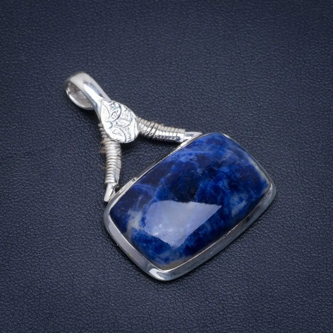 Натуральный содалит ручной работы уникальный 925 Серебряный кулон 1 5