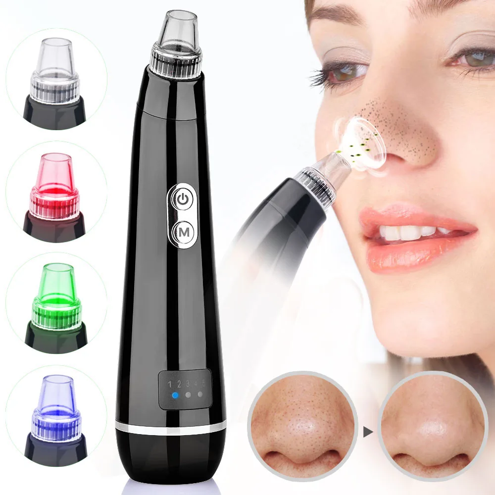 Blackhead Remover Blackhead Vacuum Suction Face Deep Pore Cleansing Acne Pimple Removal Facial SPA Diamond Beauty Skin Care Tool - Цвет: NO Logo Black